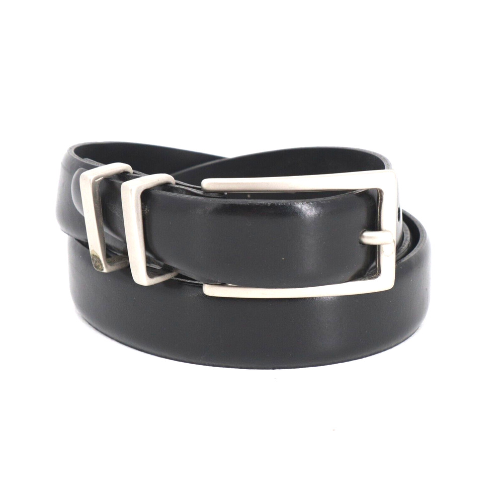 Milos Belt Women Large Black Smooth Italian Leather Nickel Buckle Adjustable